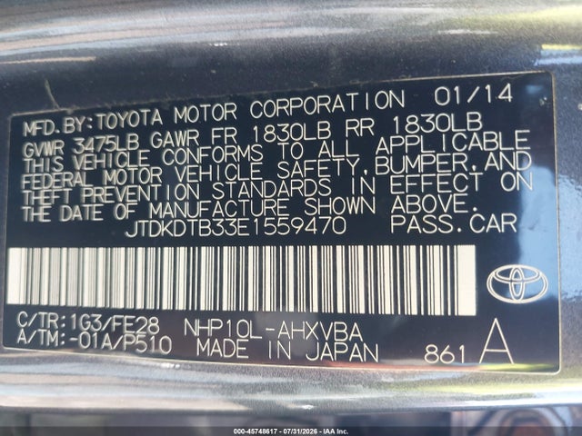 Toyota Prius C One 2014 JTDKDTB33E1559470 Image 9