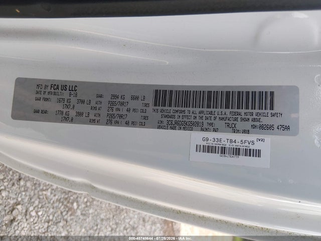 Продажа на аукционе авто 2019 Ram 1500 Classic Tradesman  4x2 8' Box, vin: 3C6JR6DG5KG502819, номер лота: 45748644
