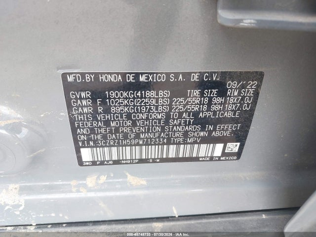 Продаж на аукціоні авто 2023 Honda Hr-v 2wd Sport, vin: 3CZRZ1H59PM712334, номер лоту: 45748733