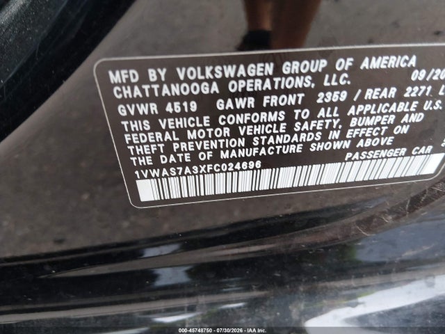 Volkswagen Passat 1.8t S 2015 1VWAS7A3XFC024696 Image 9