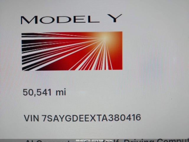 45748755 :رقم المزاد ، 7SAYGDEEXTA380416 vin ، 2026 Tesla Model Y All-wheel Drive/long Range Launch Series/premium All-wheel Drive مزاد بيع