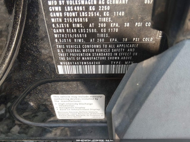 Aukcja sprzedaży 2011 Volkswagen Tiguan S, vin: WVGBV7AX7BW564240, numer aukcji: 45748784