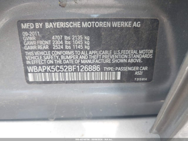 Aukcja sprzedaży 2011 Bmw 328i Xdrive, vin: WBAPK5C52BF126886, numer aukcji: 45748796