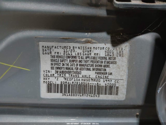 Продажа на аукционе авто 2024 Nissan Sentra Sr Xtronic Cvt, vin: 3N1AB8DV6RY246043, номер лота: 45748847