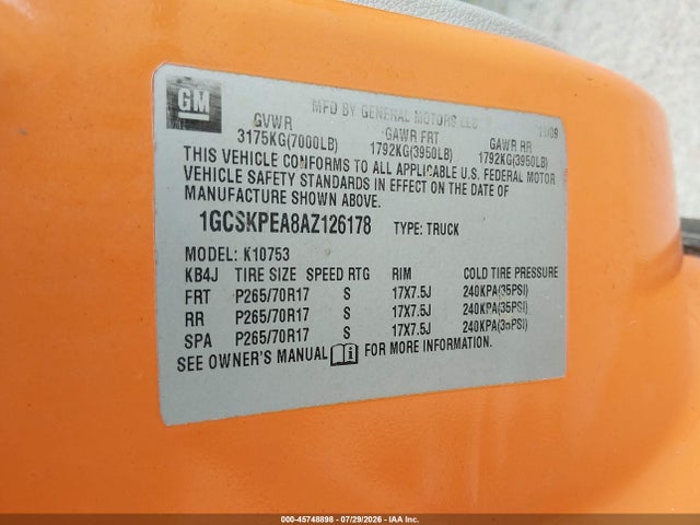 Продажа на аукционе авто 2010 Chevrolet Silverado 1500 Work Truck, vin: 1GCSKPEA8AZ126178, номер лота: 45748898