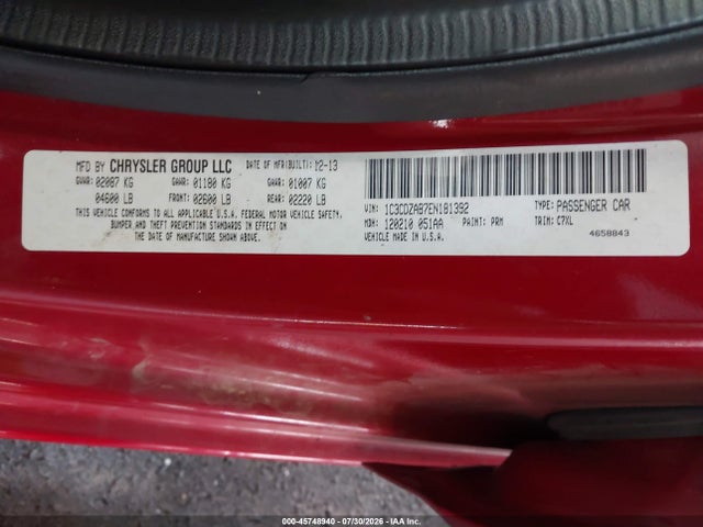 2014 Dodge Avenger Se მანქანა იყიდება აუქციონზე, vin: 1C3CDZAB7EN181392, აუქციონის ნომერი: 45748940