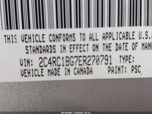 2014 Chrysler Town & Country Touring მანქანა იყიდება აუქციონზე, vin: 2C4RC1BG7ER270791, აუქციონის ნომერი: 45748991