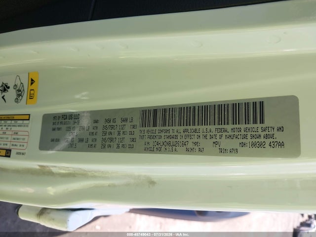 Продажа на аукционе авто 2018 Jeep Wrangler Unlimited Sport 4x4, vin: 1C4HJXDN8JW261647, номер лота: 45749043