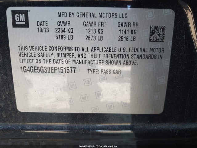 Продаж на аукціоні авто 2014 Buick Lacrosse Premium I Group, vin: 1G4GE5G30EF151577, номер лоту: 45749055