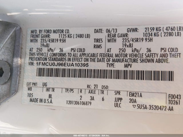 Aukcja sprzedaży 2014 Ford Escape Titanium, vin: 1FMCU0J96EUA10395, numer aukcji: 45749213