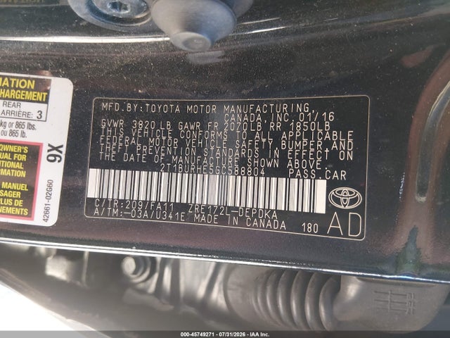 Toyota COROLLA L 2016 2T1BURHE5GC588804 Image 9
