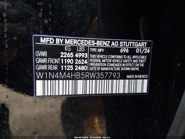 Продаж на аукціоні авто 2024 Mercedes-benz Glb 250 4matic, vin: W1N4M4HB5RW357793, номер лоту: 45749276