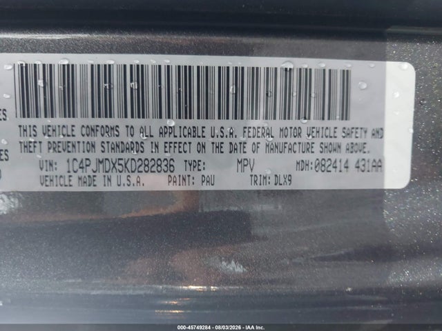 Продаж на аукціоні авто 2019 Jeep Cherokee Limited 4x4, vin: 1C4PJMDX5KD282836, номер лоту: 45749284