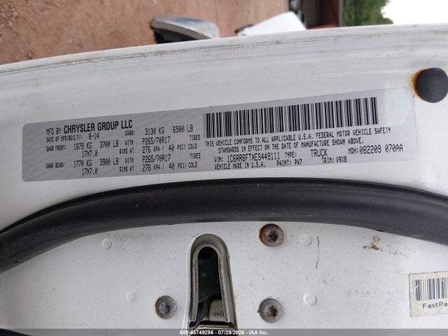 45749286 :رقم المزاد ، 1C6RR6FTXES449111 vin ، 2014 Ram 1500 Tradesman مزاد بيع