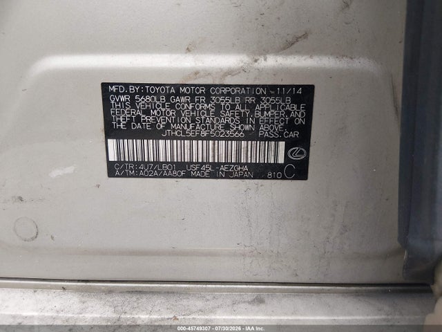 Продажа на аукционе авто 2015 Lexus Ls 460, vin: JTHCL5EF8F5023566, номер лота: 45749307
