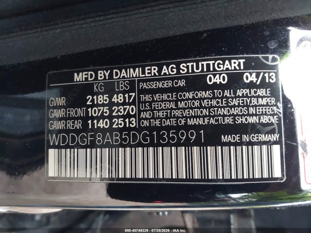 45749329 :رقم المزاد ، WDDGF8AB5DG135991 vin ، 2013 Mercedes-benz C 300 Sport 4matic مزاد بيع