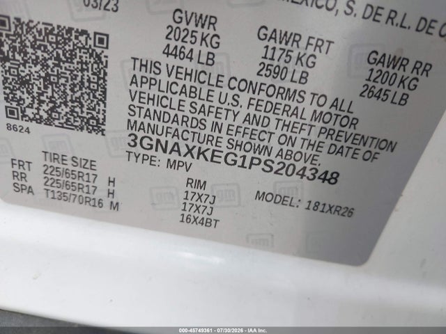45749361 :رقم المزاد ، 3GNAXKEG1PS204348 vin ، 2023 Chevrolet Equinox Fwd Lt مزاد بيع