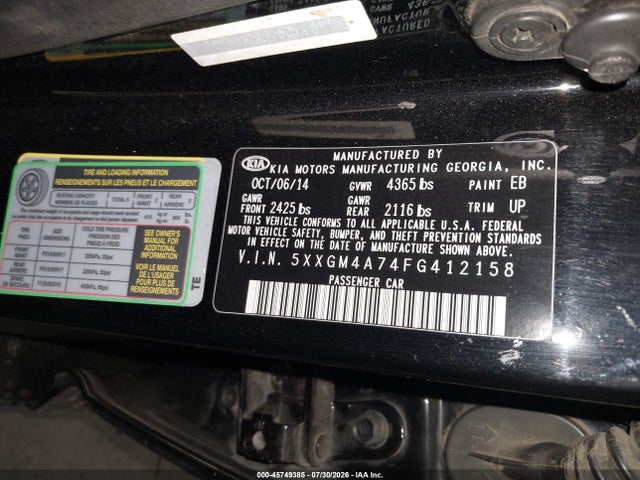 KIA Optima Lx 2015 5XXGM4A74FG412158 Image 9