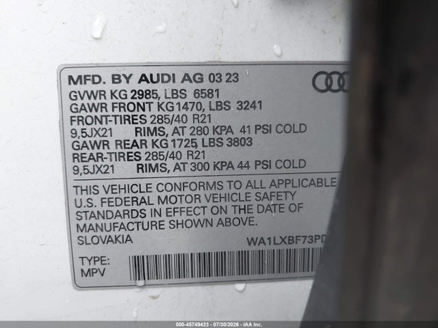 Aukcja sprzedaży 2023 Audi Q7 Premium Plus 55 Tfsi Quattro Tiptronic, vin: WA1LXBF73PD016960, numer aukcji: 45749423