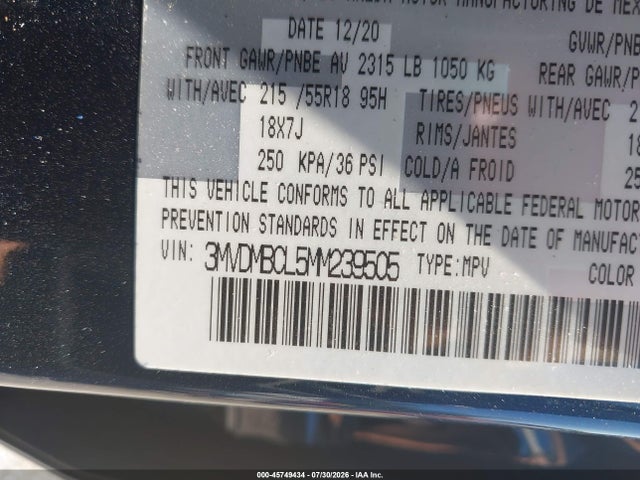 Aukcja sprzedaży 2021 Mazda Cx-30 Preferred, vin: 3MVDMBCL5MM239505, numer aukcji: 45749434
