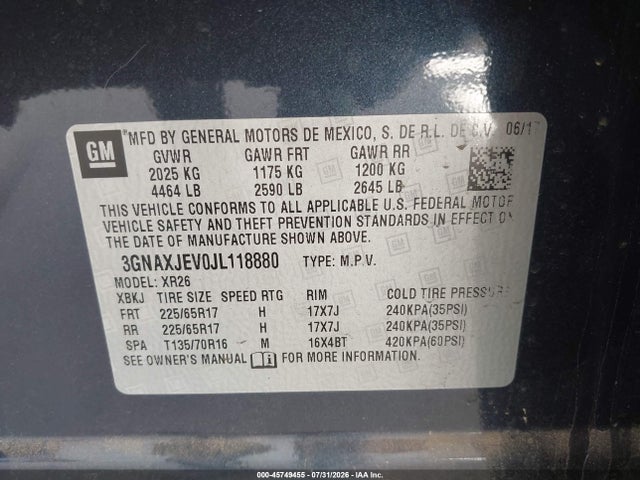 Chevrolet EQUINOX LT 2018 3GNAXJEV0JL118880 Image 9