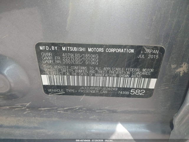 Продажа на аукционе авто 2015 Mitsubishi Lancer Gt, vin: JA32U8FW2FU026249, номер лота: 45749459
