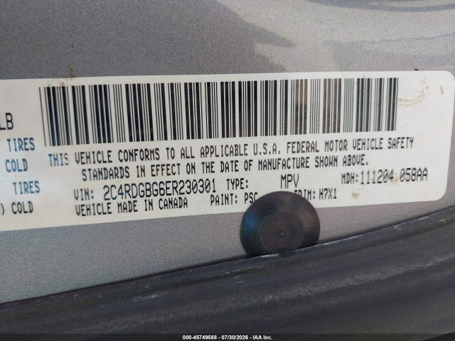 Продаж на аукціоні авто 2014 Dodge Grand Caravan American Value Pkg, vin: 2C4RDGBG6ER230301, номер лоту: 45749588
