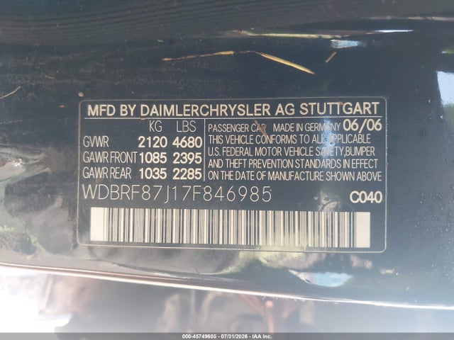 Продаж на аукціоні авто 2007 Mercedes-benz C 350 Luxury 4matic, vin: WDBRF87J17F846985, номер лоту: 45749605