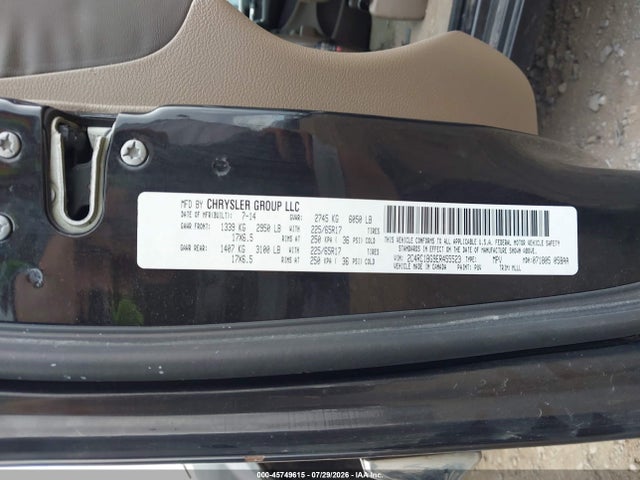 Auction sale of the 2014 Chrysler Town & Country Touring, vin: 2C4RC1BG9ER455523, lot number: 45749615