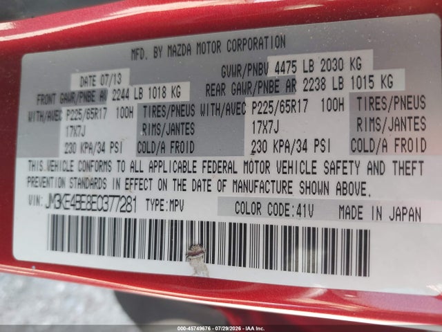 Aukcja sprzedaży 2014 Mazda Cx-5 Sport, vin: JM3KE4BE8E0377281, numer aukcji: 45749676