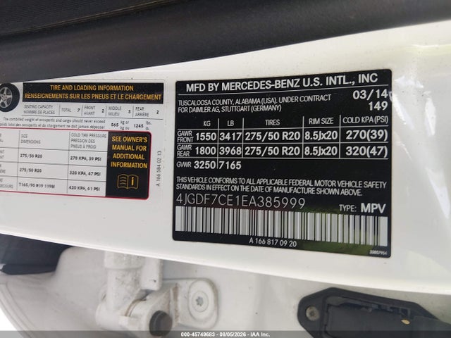 4JGDF7CE1EA385999 Mercedes-Benz Gl 450 4matic