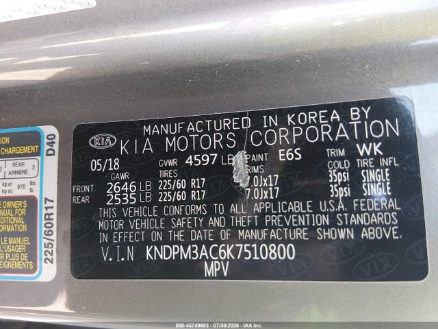 KIA Sportage Lx 2019 KNDPM3AC6K7510800 Image 9