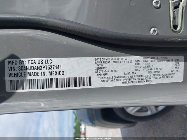 Продаж на аукціоні авто 2023 Jeep Compass Sport 4x4, vin: 3C4NJDAN3PT537141, номер лоту: 45749767