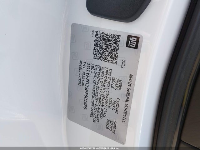 45749786 :رقم المزاد ، 1G1YF3D33P5601965 vin ، 2023 Chevrolet Corvette Z06 Rwd  3lz مزاد بيع