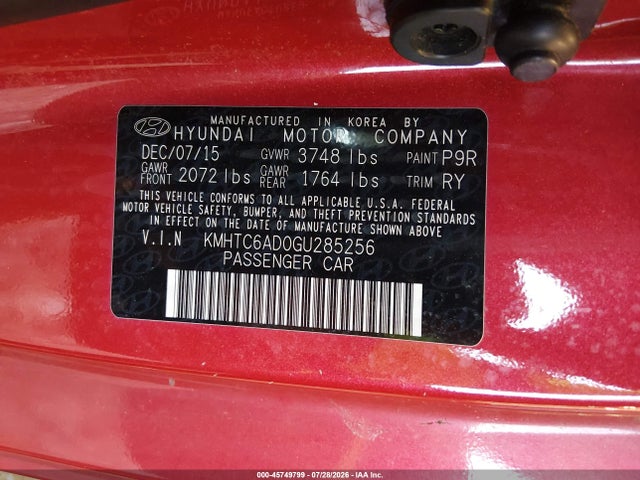 Hyundai Veloster 2016 KMHTC6AD0GU285256 Image 9