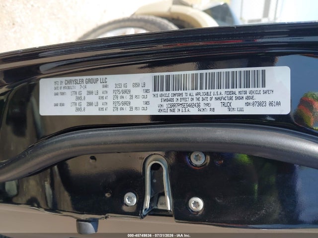 45749836 :رقم المزاد ، 1C6RR7PM5ES402436 vin ، 2014 Ram 1500 Longhorn مزاد بيع