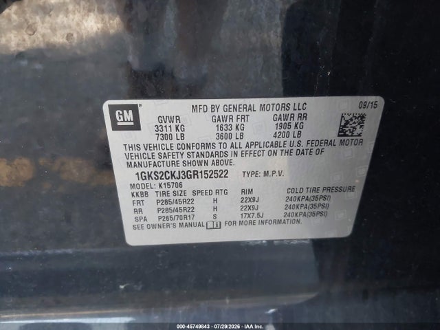 Продажа на аукционе авто 2016 Gmc Yukon Denali, vin: 1GKS2CKJ3GR152522, номер лота: 45749843