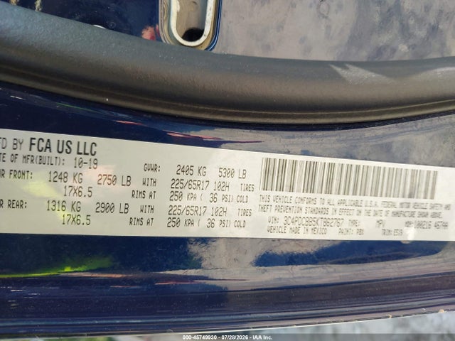 Продаж на аукціоні авто 2019 Dodge Journey Se, vin: 3C4PDCBB5KT862767, номер лоту: 45749930