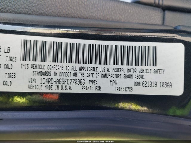 45750027 :رقم المزاد ، 1C4RDHAG5FC770966 vin ، 2015 Dodge Durango Sxt مزاد بيع