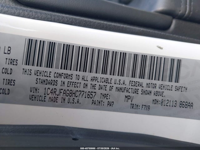 1C4RJFAG8HC771657 Jeep Grand Cherokee Laredo