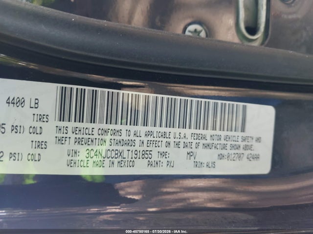 Продаж на аукціоні авто 2020 Jeep Compass Limited Fwd, vin: 3C4NJCCBXLT191855, номер лоту: 45750165