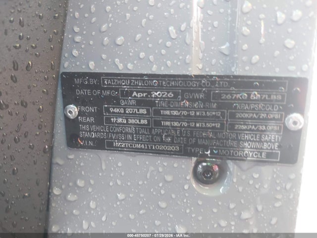 Продажа на аукционе авто 2026 Zhilong Tank, vin: HZ2TCDM41T1020203, номер лота: 45750207