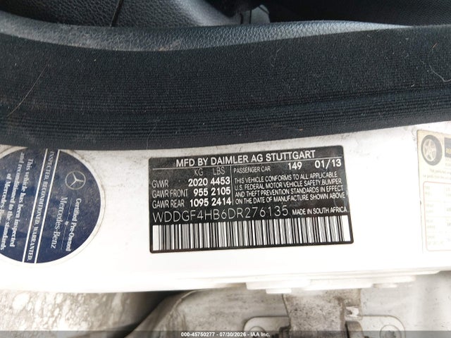45750277 :رقم المزاد ، WDDGF4HB6DR276135 vin ، 2013 Mercedes-benz C 250 Sport مزاد بيع