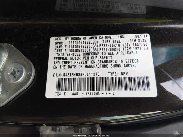 Продаж на аукціоні авто 2015 Acura Rdx, vin: 5J8TB4H38FL011270, номер лоту: 45750282