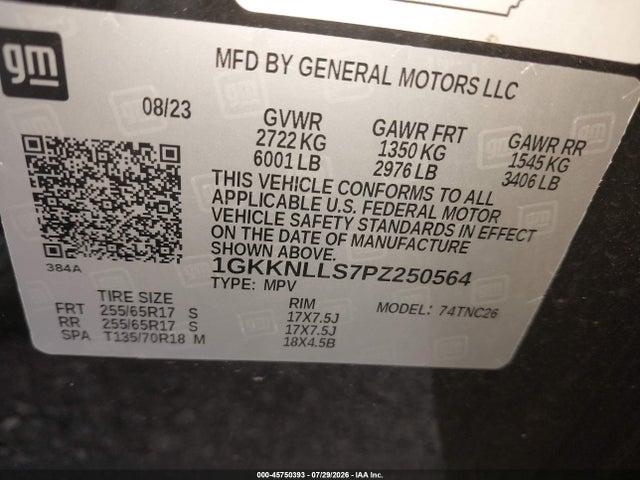 Продаж на аукціоні авто 2023 Gmc Acadia Awd At4, vin: 1GKKNLLS7PZ250564, номер лоту: 45750393
