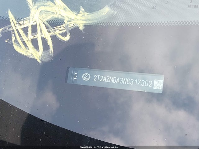 45750411 :رقم المزاد ، 2T2AZMDA3NC317302 vin ، 2022 Lexus Rx 350 مزاد بيع