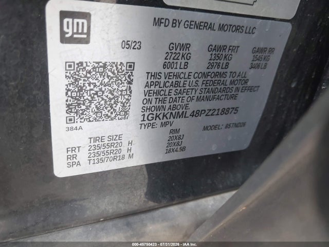 45750423 :رقم المزاد ، 1GKKNML48PZ218875 vin ، 2023 Gmc Acadia Fwd Slt مزاد بيع