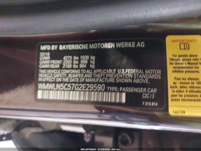 Aukcja sprzedaży 2016 Mini Clubman Cooper, vin: WMWLN5C57G2E29590, numer aukcji: 45750424
