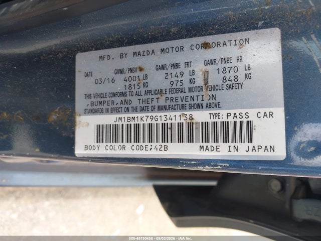 Продаж на аукціоні авто 2016 Mazda Mazda3, vin: JM1BM1K79G1341138, номер лоту: 45750458