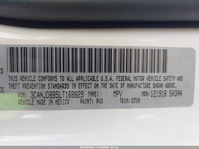 Aukcja sprzedaży 2020 Jeep Compass Latitude 4x4, vin: 3C4NJDBB5LT168829, numer aukcji: 45750474